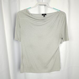 Talbots Womens Medium Petite Gray Bedazzled Beaded Tee T-Shirt Top